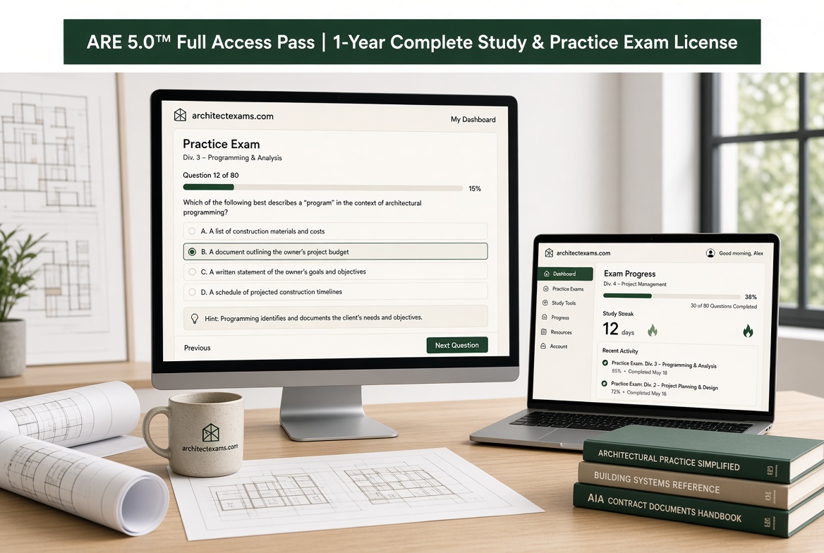ARE 5.0 practice exam interface